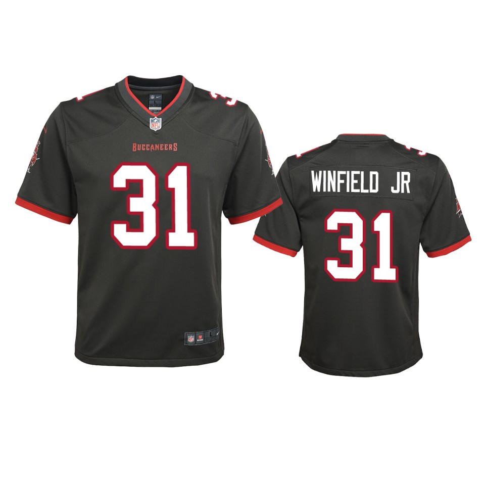 Nike youth Tampa Bay Buccaneers #31 Antoine Winfield Jr. Pewter 2020 NFL Draft Alternate Game Jersey->youth nfl jersey->Youth Jersey
